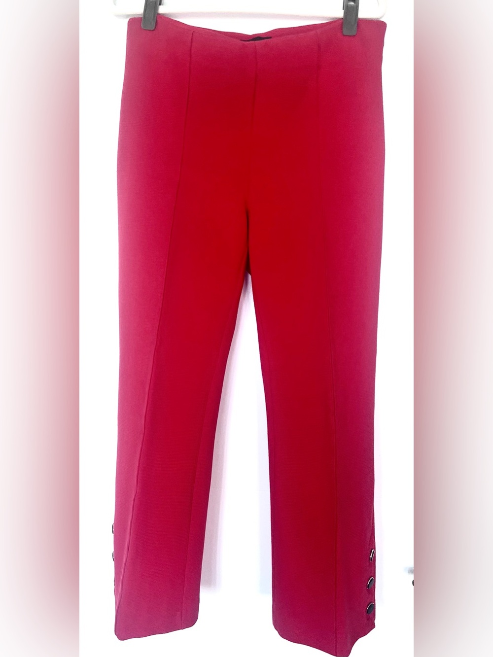Ann Taylor Red Slim Leg Pants Button Ankle Detail Center Seam Trousers Size 8